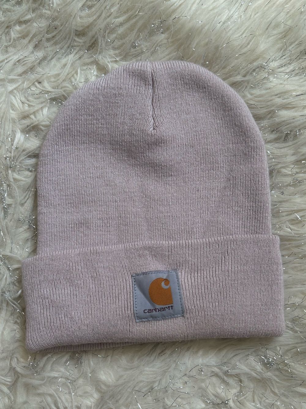 Carhartt Light Pink Unisex Cuffed Beanie with Logo Patch One Size